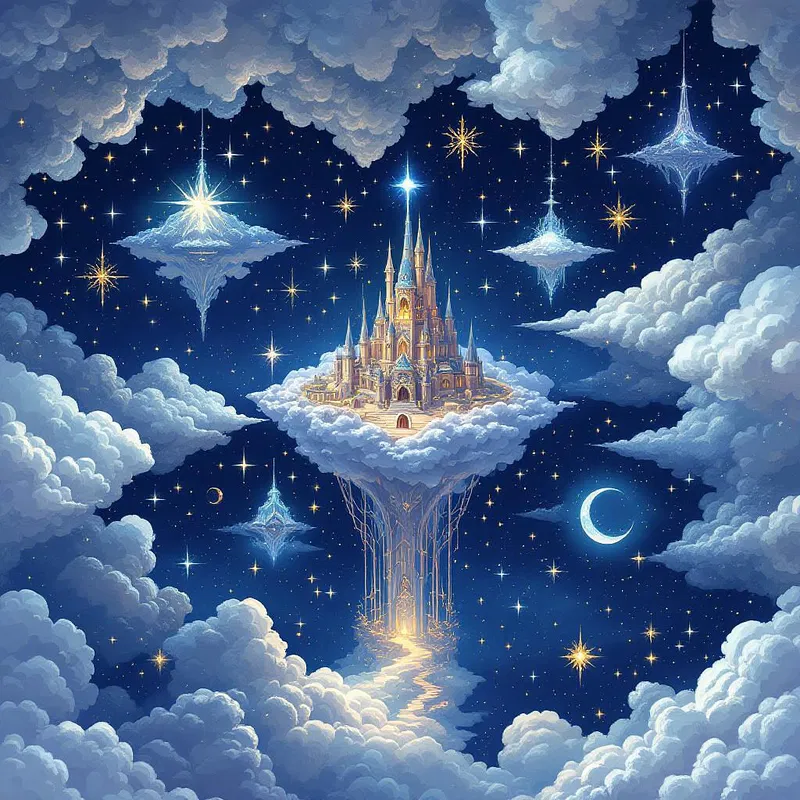 Mystical cloud kingdom in a sky realm