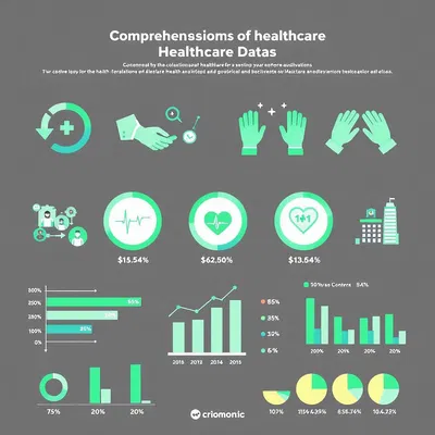 Healthcare data infographic with icons and charts