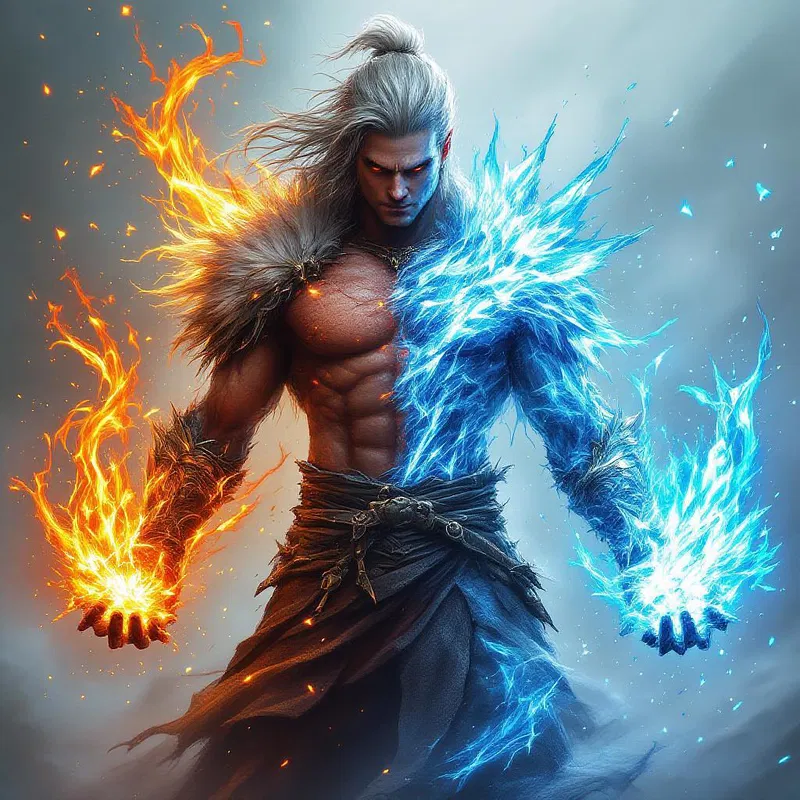 Elemental warrior character with powers