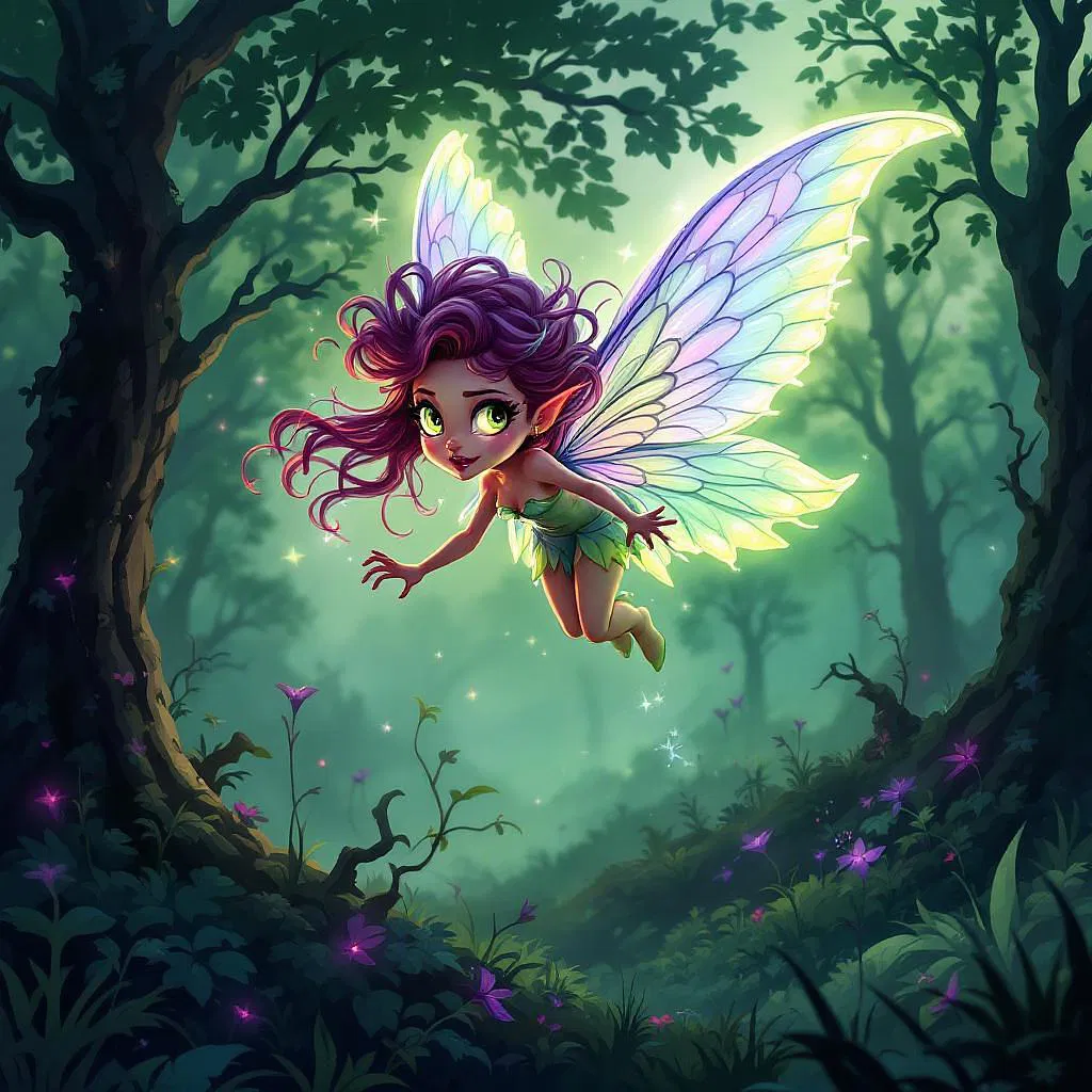 Mystical faerie in a haunted forest