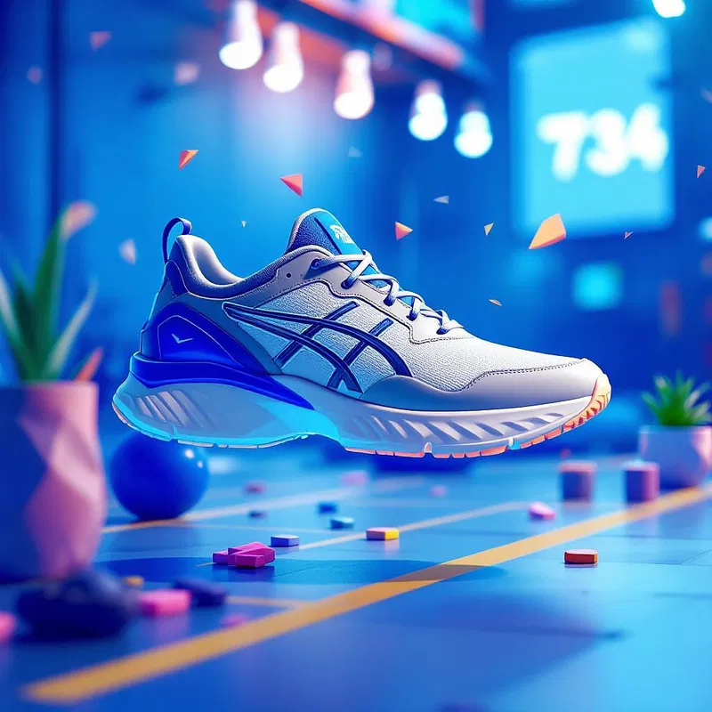 Dynamic footwear mockup in a sports setting