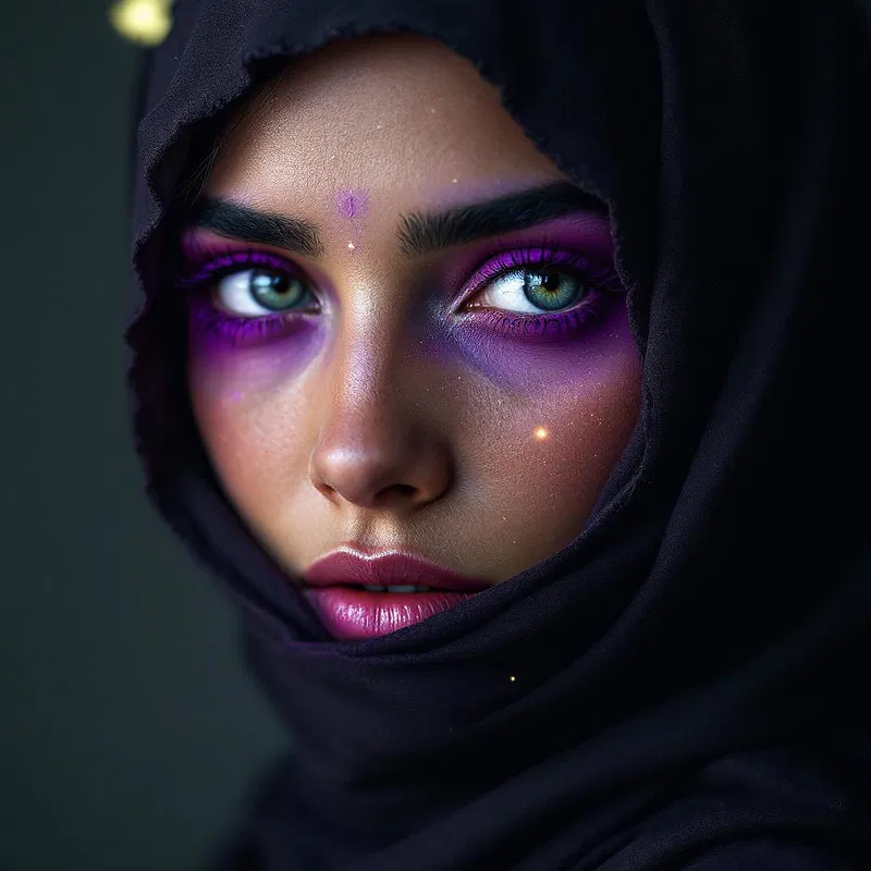 Expressive AI-created Middle Eastern woman image, Postcrest