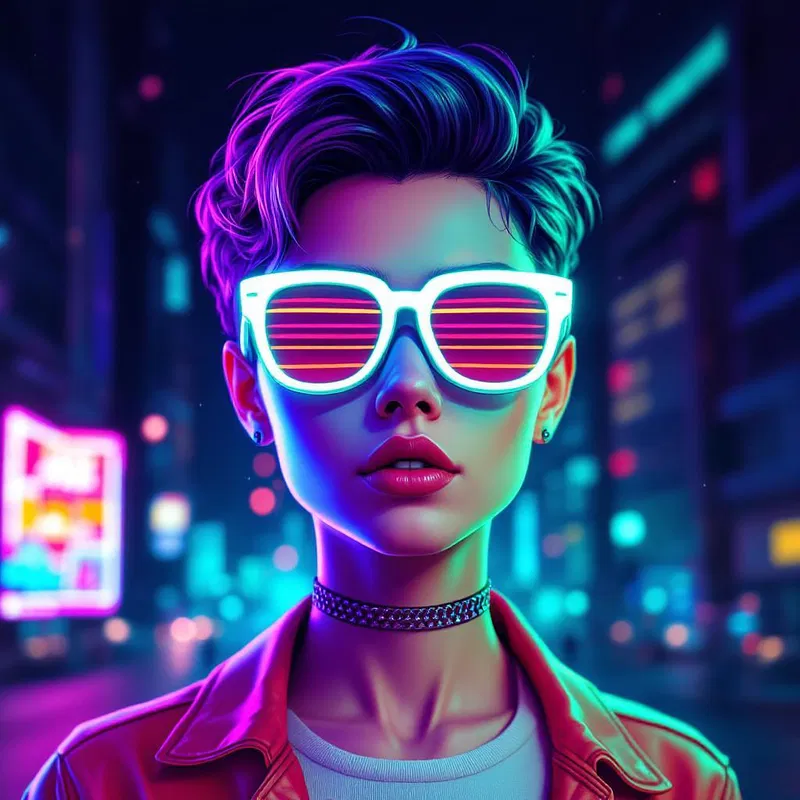 Retro-style AI avatar with 80s theme