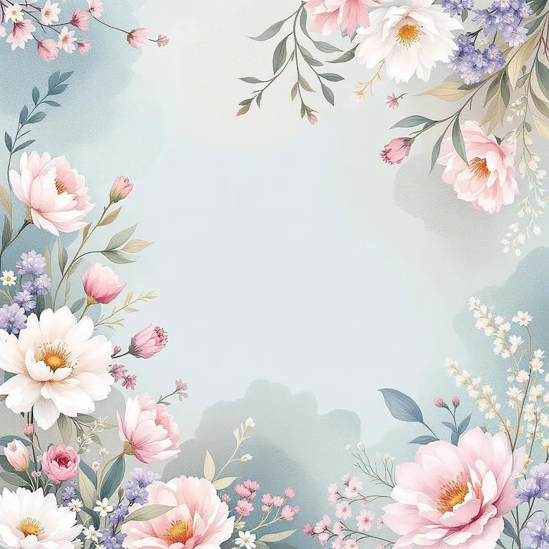 Watercolor Instagram backdrop with floral motifs