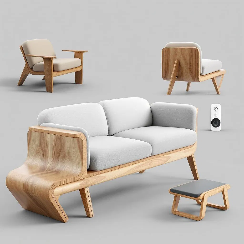 AI-enhanced 3D model of ergonomic furniture