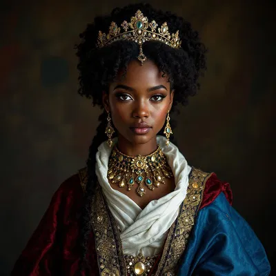 African queen in historical attire