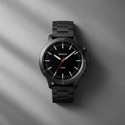 Realistic watch mockup with textured background