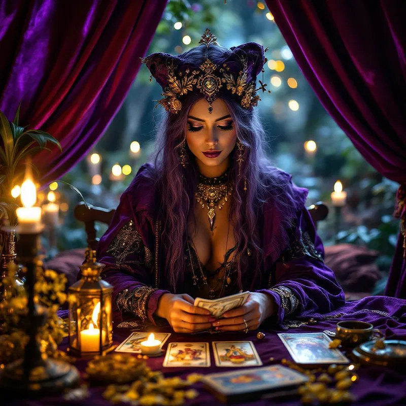 Mystical gypsy with tarot cards