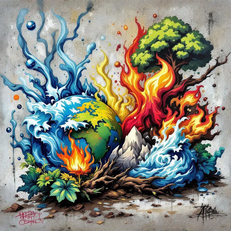 Graffiti art inspired by nature's elements