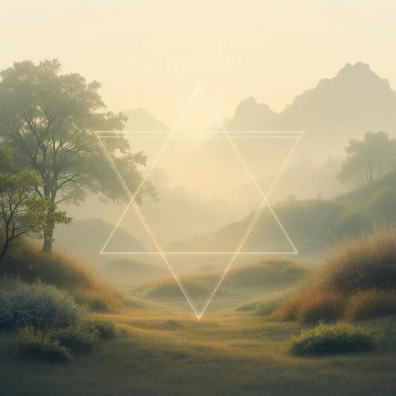 Sacred geometry overlaid on a peaceful scene