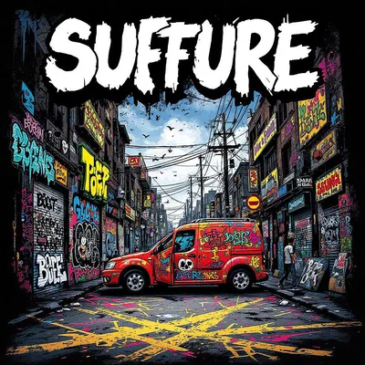 Urban album cover with graffiti art