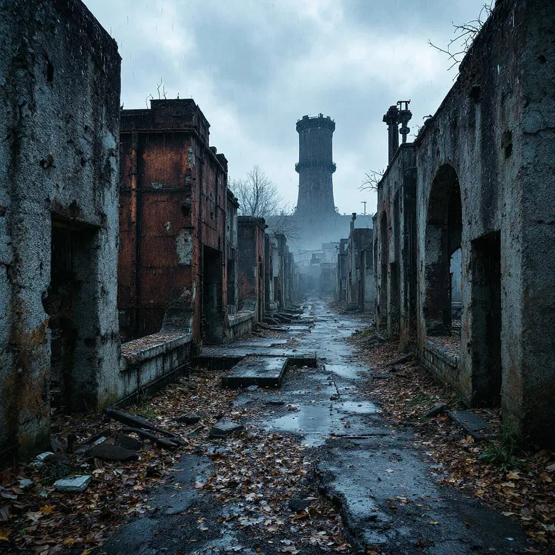 Rainy day in Chernobyl ruins