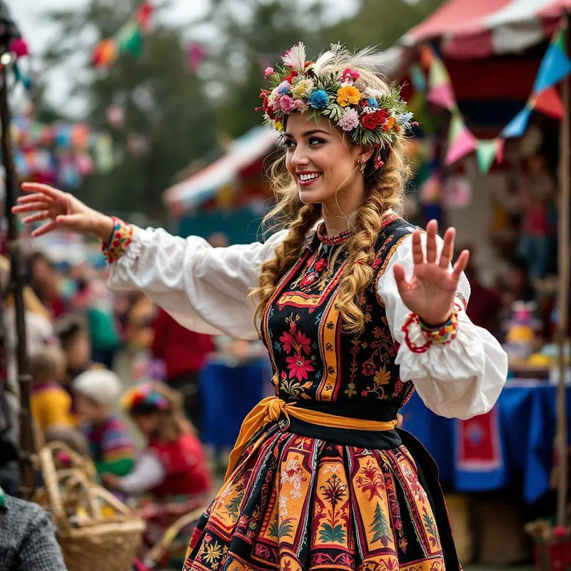 Traditional Scandinavian woman at a local fair