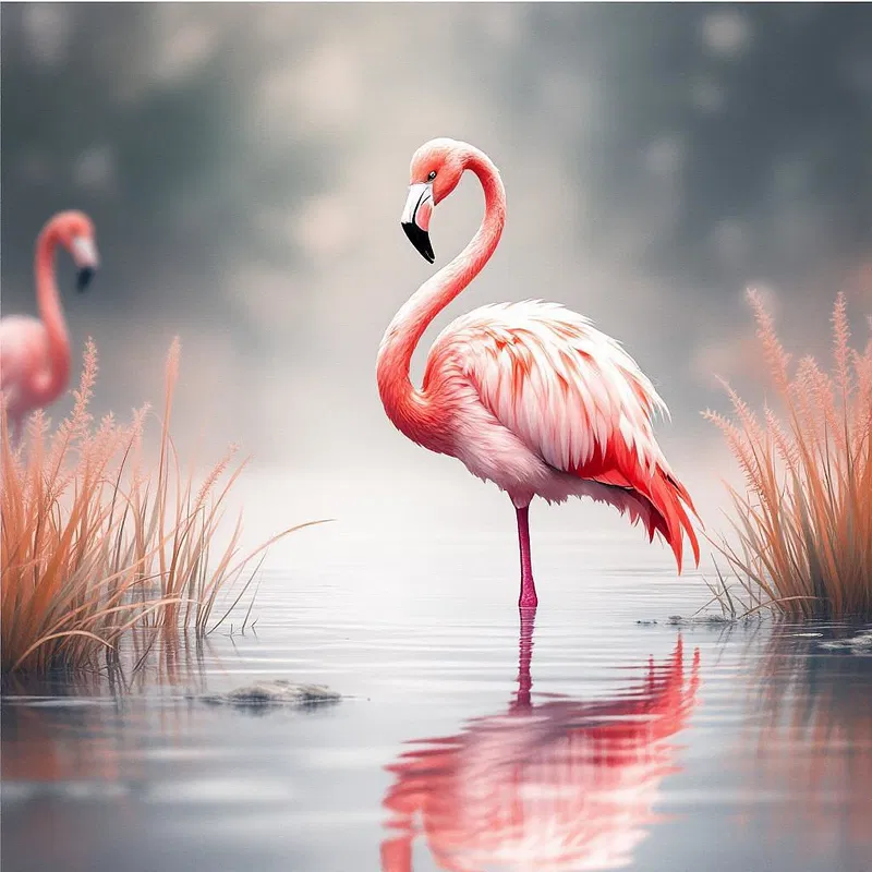 AI-generated artistic image of a flamingo