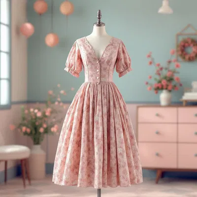 AI fashion virtual try-on of a vintage dress