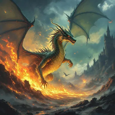 Fantasy dragon in a cinematic scene