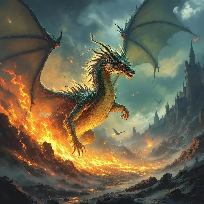 Fantasy dragon in a cinematic scene