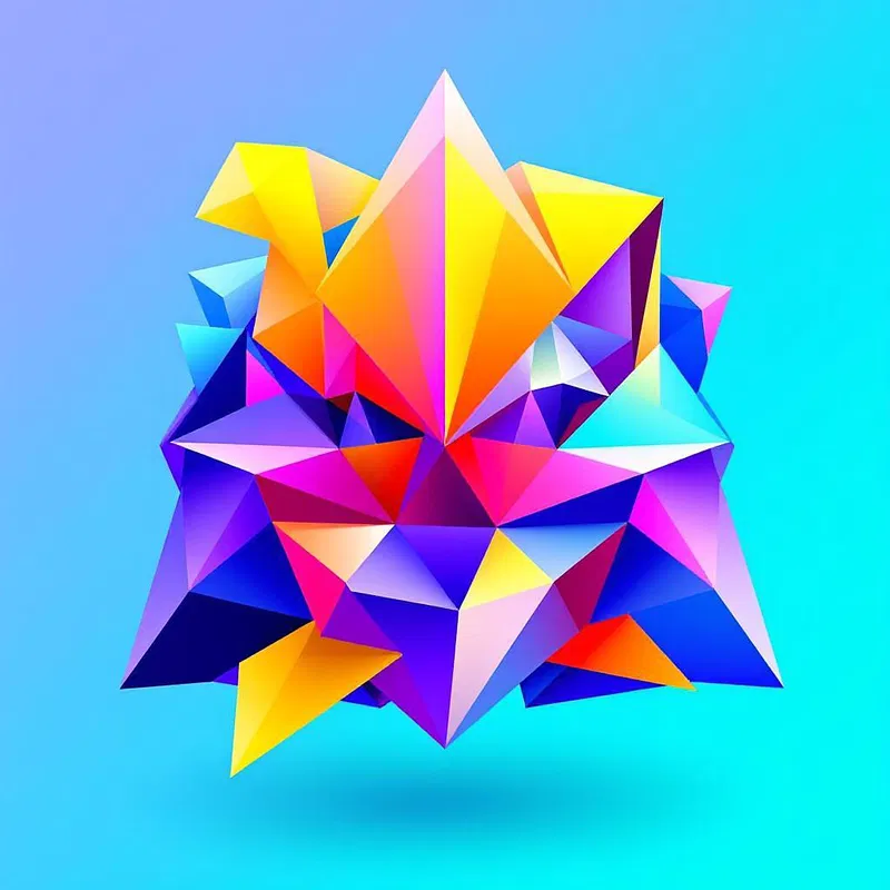 Colorful geometric AI emoji design