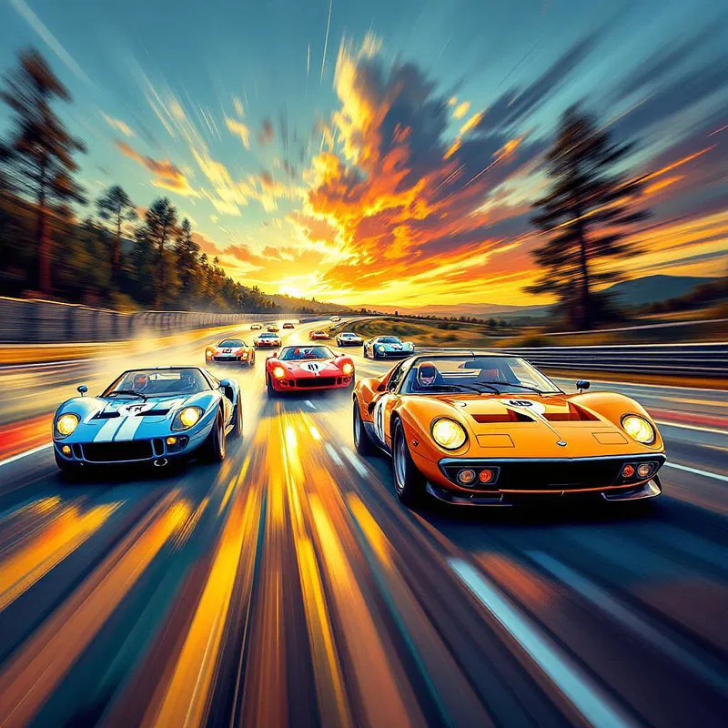 Retro themed sports car racing scene