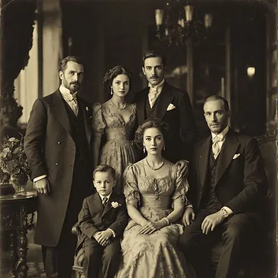 Old-money aristocratic family portrait