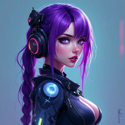 Anime style cyberpunk woman