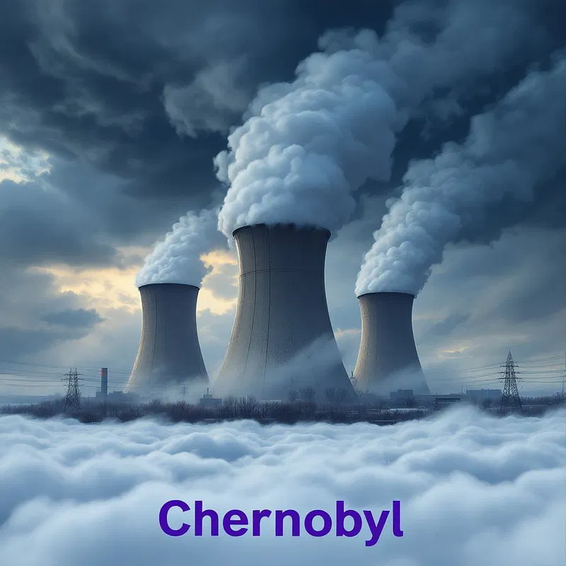 Chernobyl power plant with Postcrest overlay