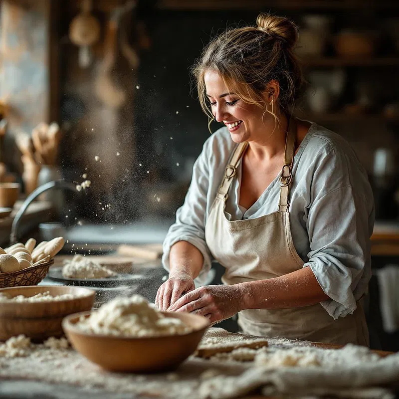 Tradwife baking bread