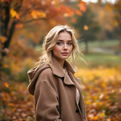 Scandinavian woman in autumn scenery