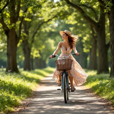 Tradwife on a vintage bicycle