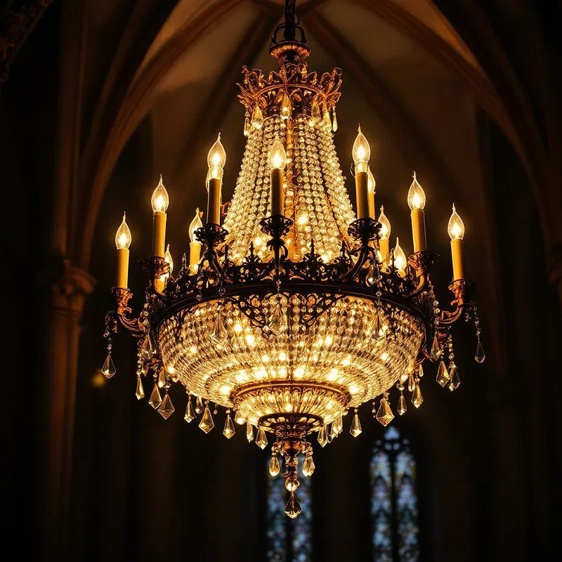 Detailed Gothic chandelier with crystal