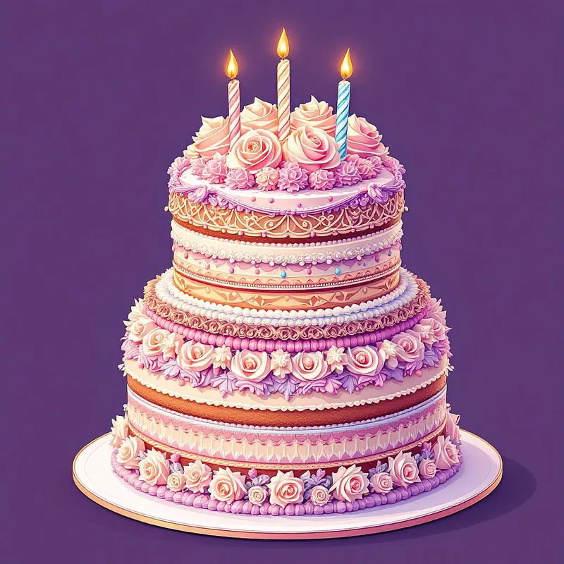 Intricate birthday cake illustration