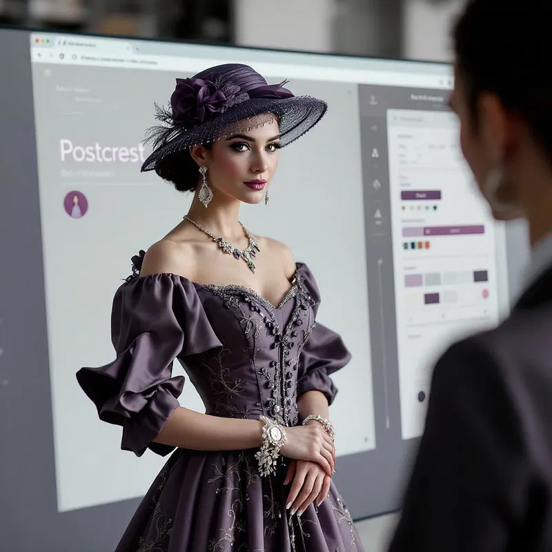 Postcrest AI tool creating elegant vintage fashion