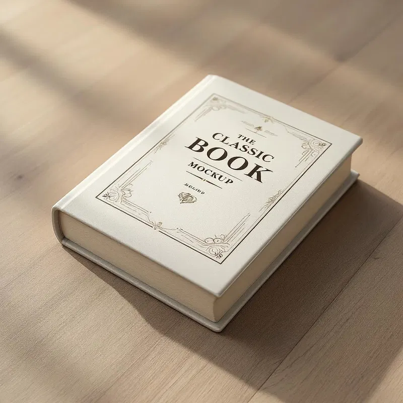 Classic book cover mockup with elegant typography