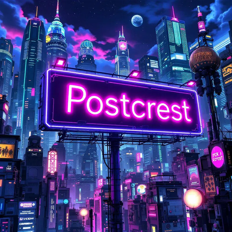 Cyberpunk cityscape generated with Postcrest