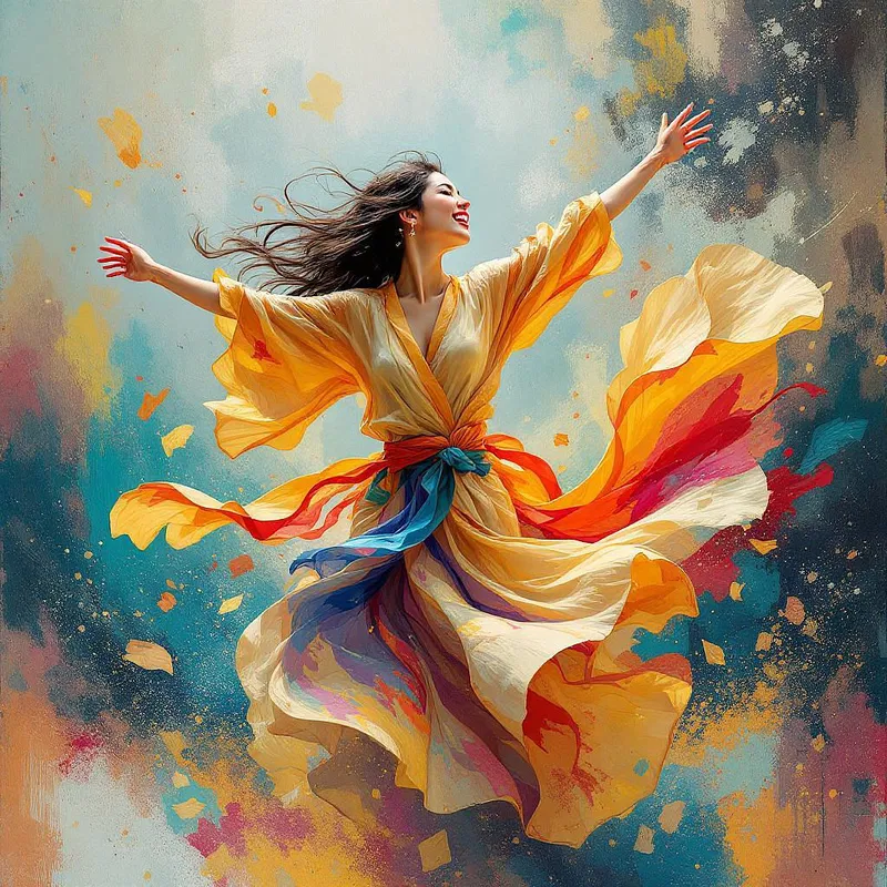 Dynamic image of an Asian woman dancing