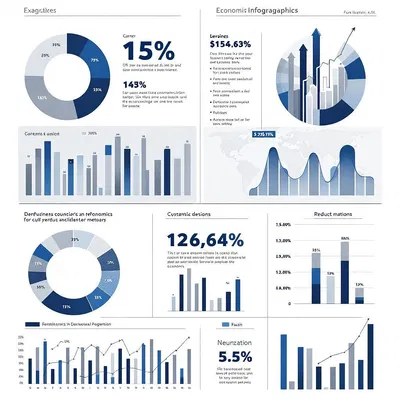 Economics-themed infographic with charts and graphs