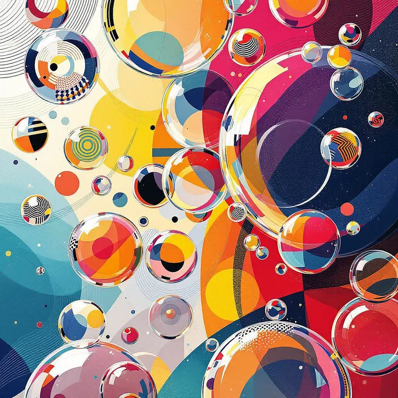 Abstract bubbles with geometric patterns