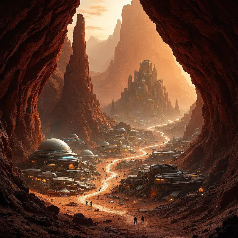 Cave city on Mars