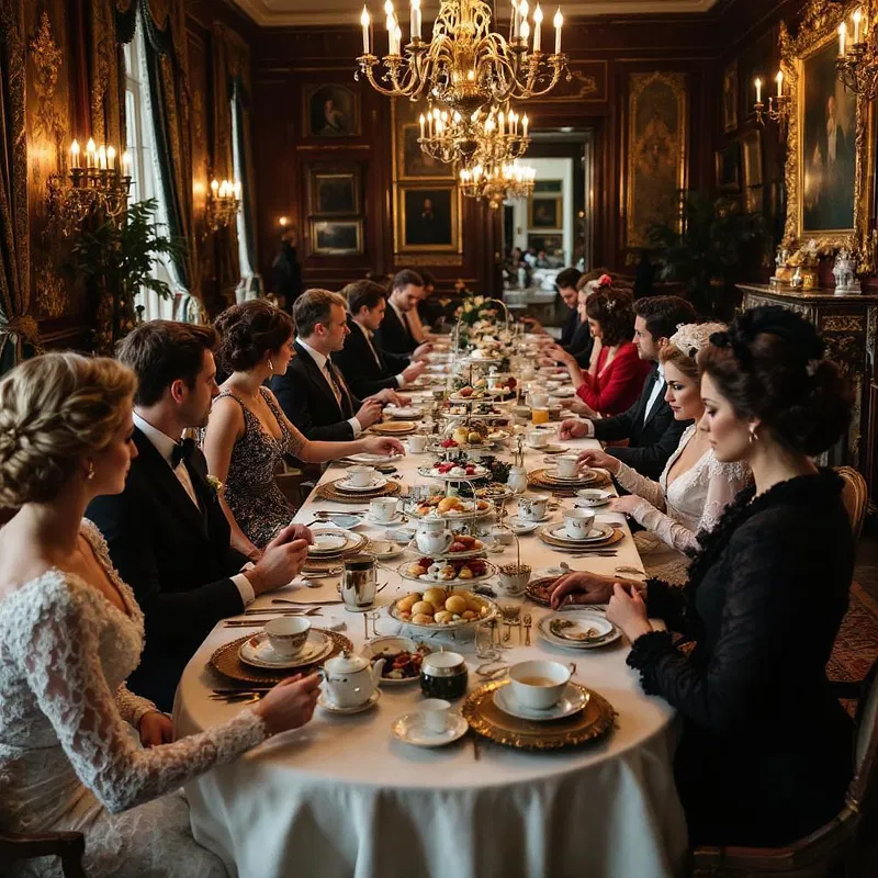 High tea gathering in opulent room