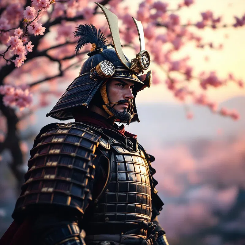 Samurai warrior in traditional armor