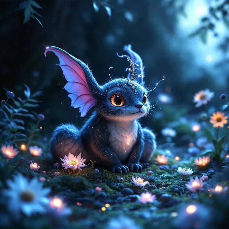 Fantastical creature animation in a forest