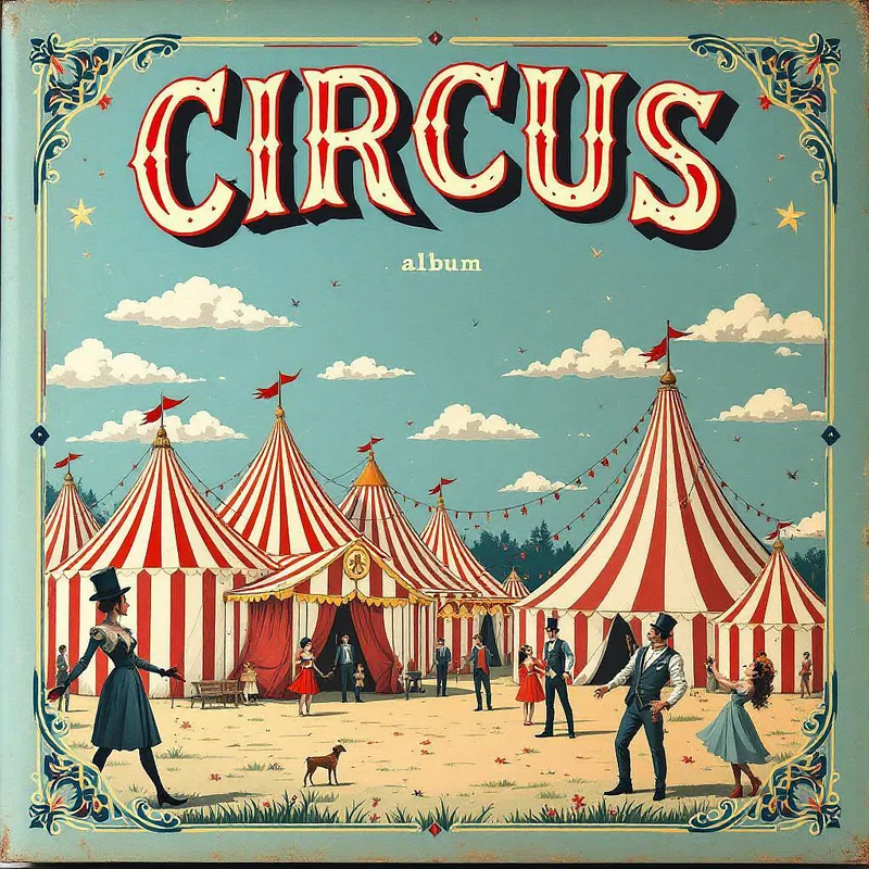 AI album cover with vintage circus theme