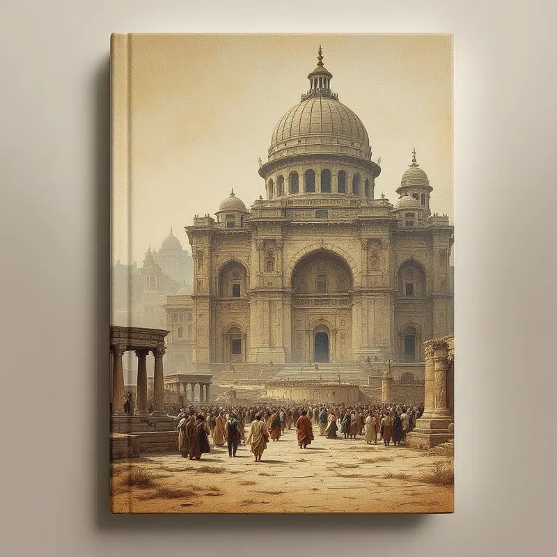 Historical novel cover with a famous landmark in past era