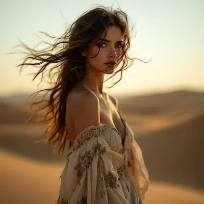 Mystical Middle Eastern woman in desert