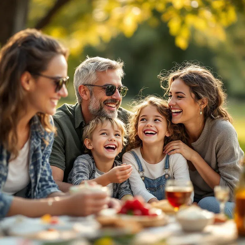 Cheerful AI dating photo with family