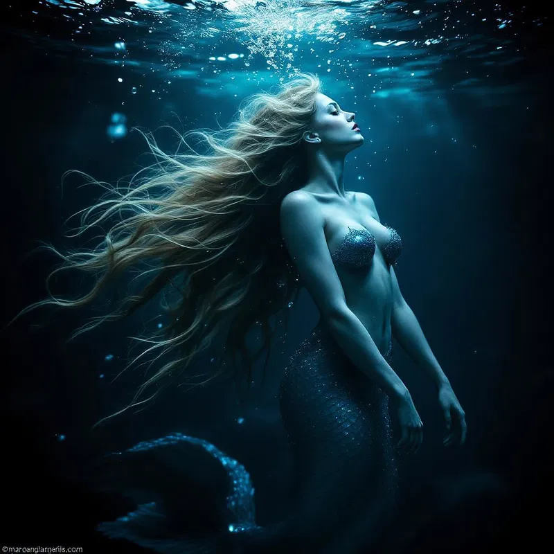 Mermaid enchantress in the ocean depths