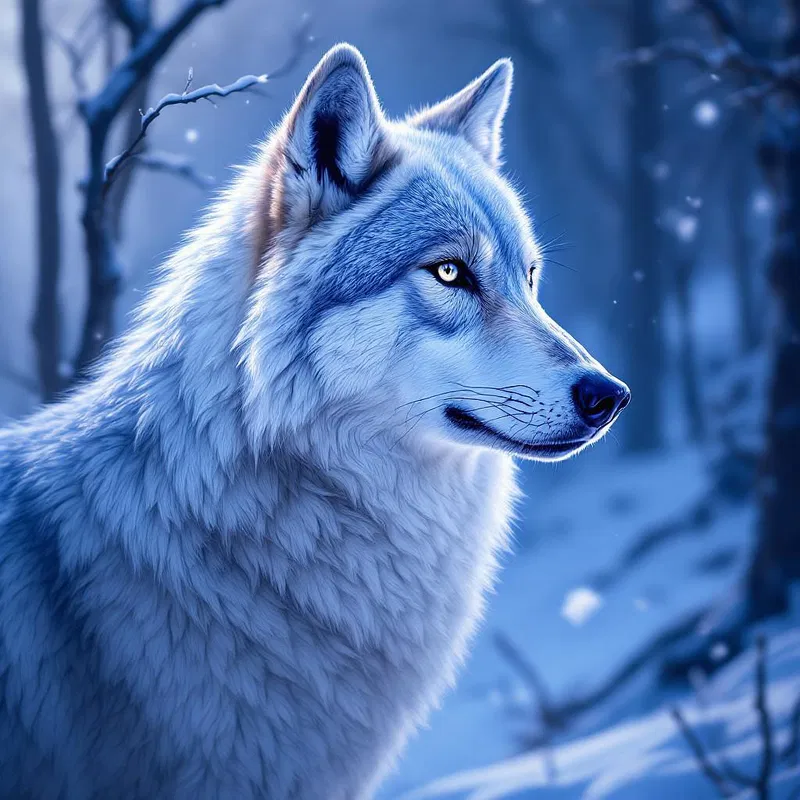 A majestic wolf in a snowy landscape