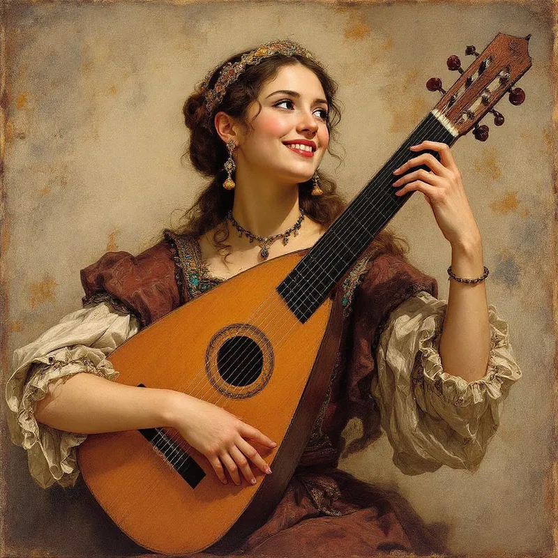 Gentlewoman with a lute in Renaissance fashion