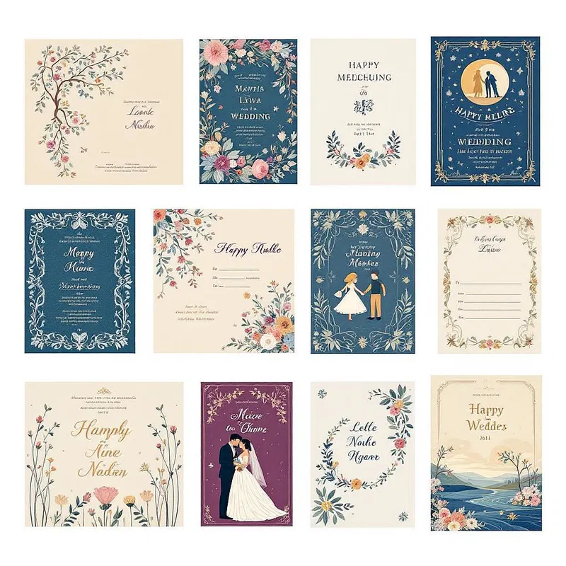 Versatile wedding card styles with AI