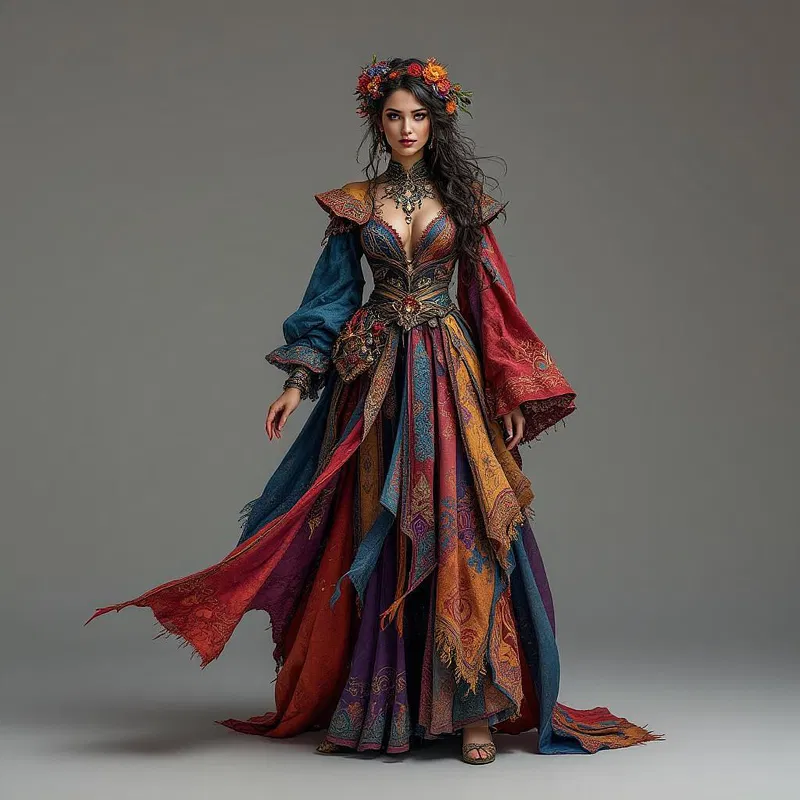 Mystical gypsy costume AI design